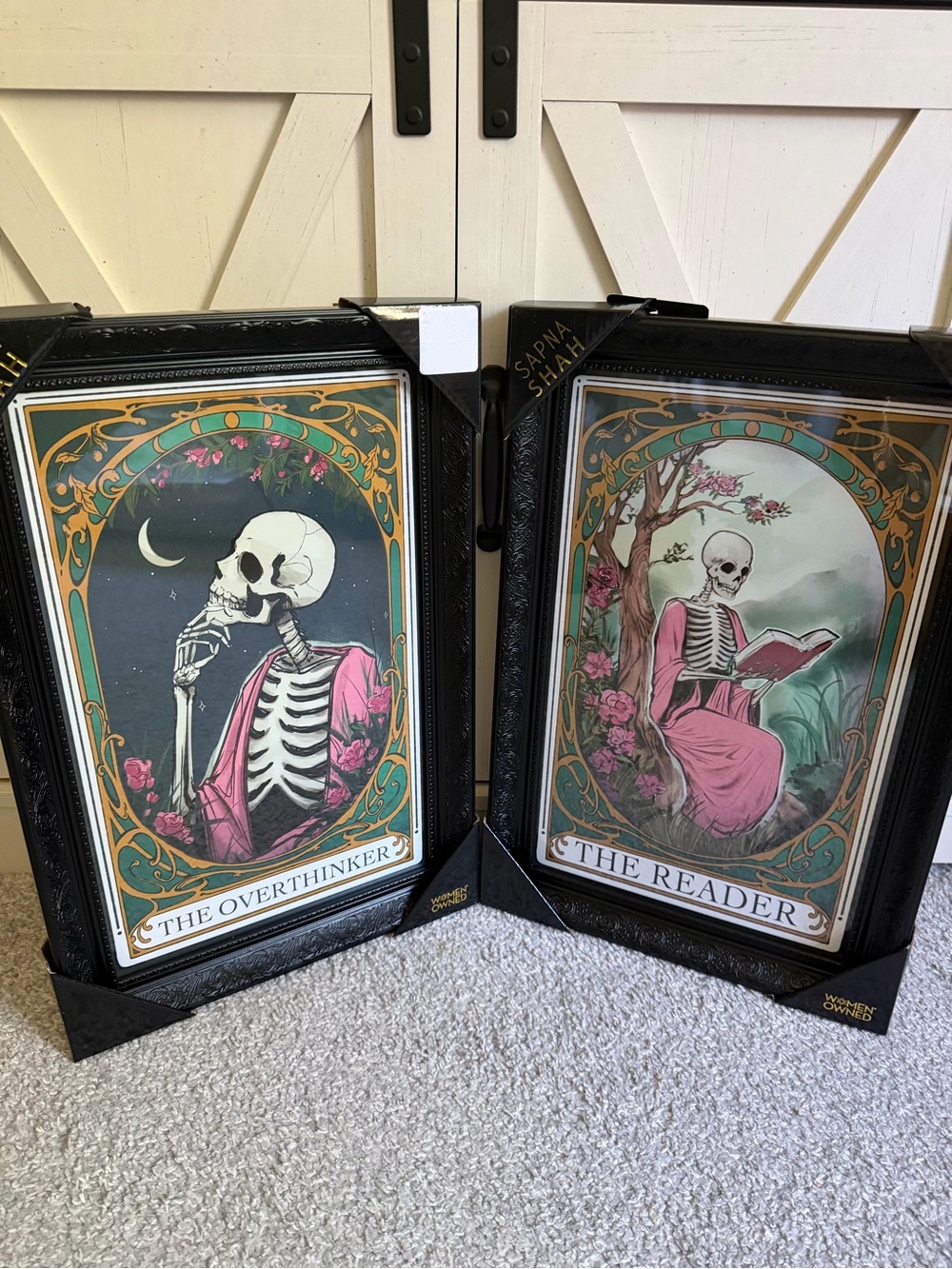 Sapna Shah The Overthinker & the Reader Skeleton Tarot Art Frame set viral